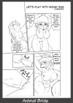 ambiguous_gender animal_bride animal_bride_1 annelid anthro anthro_on_feral bestiality black_and_white blush bound breasts canid canine comic dialogue disembodied_hand duo english_text erection female female/ambiguous feral flaccid forced fox genitals gynomorph hi_res intersex kazuhiro leech mammal masturbation monochrome multi_tail nipples nude penis rape simple_background tail teeth text translated white_background
