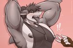 ahegao anthro armpit_hair aroused biceps blush body_hair clothing eyes_closed hair hands_behind_head jewelry looking_pleasured male markings mole_(marking) necklace nipple_fetish nipple_piercing nipple_play nipple_slip nipples open_mouth paws piercing ponytail raised_arms shaking shirt solo tank_top tickling tongue tongue_out topwear esszx zetto_shark zetto_(esszx) fish marine shark stimulation 3:2