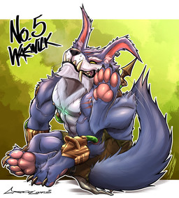 abs abstract_background anthro biped black_lips black_nose blue_body blue_fur blue_tail bodily_fluids bottomwear brown_bottomwear brown_clothing brown_shorts clothed clothing drooling floppy_ears fur lips looking_at_viewer male male_anthro muscular muscular_anthro muscular_male pecs saliva shorts sitting solo tail topless white_body white_fur yellow_eyes crazydrak league_of_legends mythology riot_games tencent warwick_(lol) canid canine mammal mythological_canine mythological_creature werecanid werecanine werecreature werewolf 2023 absurd_res alternate_version_at_source dated hi_res signature