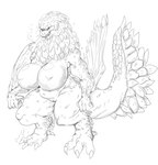 anthro anthrofied big_breasts breasts curvy_figure female genitals huge_breasts muscular muscular_female non-mammal_breasts nude pussy scales solo tail voluptuous mhdrawin capcom monster_hunter mythology bazelgeuse dragon flying_wyvern mythological_creature mythological_scalie scalie 2022 absurd_res black_and_white hi_res monochrome sketch