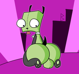 anthro balls big_butt black_tail blep butt collar disguise genitals green_balls green_body huge_butt looking_at_own_butt looking_back machine male on_style pawpads presenting presenting_balls presenting_hindquarters seam_(sewing) sitting sitting_on_ground solo stitch_(sewing) tail tongue tongue_out pelnsfw invader_zim nickelodeon gir_(invader_zim) canid canine canis domestic_dog mammal robot 2023 digital_media_(artwork) hi_res