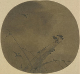 ambiguous_feral ambiguous_gender avian_feet beak biped bipedal_feral branch feathered_wings feathers feral flying group looking_down looking_up on_branch plant simple_background spread_wings standing tail tail_feathers tree tree_trunk wings liang_kai avian bird corvid jackdaw oscine passerine 13th_century absurd_res ancient_art hi_res painting_(artwork) traditional_media_(artwork) traditional_painting_(artwork)