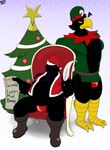 anthro belly black_body black_feathers boots christmas_clothing christmas_headwear clothing costume duo feathers footwear hat headgear headwear holidays male male/male muscular muscular_anthro muscular_male naughty_list overweight overweight_male pecs santa_costume santa_hat shoes thong underwear pizzaozzy_(artist) christmas kings_of_hell avian bird corvid corvus_(genus) crow oscine passerine raven absurd_res hi_res