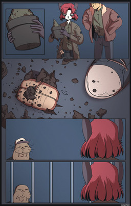 anthro arrested baseball_cap before_and_after belt belt_pouch bottomwear broken_pottery close-up clothed clothing concealed contraband dirt drugs duo duty_belt electronics evergreen_tree female fingers footwear frown fur grey_body grey_ears grey_fur hair hand_in_pocket hands_in_both_pockets hat headgear headwear inside inspection jacket jail_bars looking_at_another male pants pine_tree plant plant_pot pockets police police_officer police_uniform potted_plant pottery prison prison_cell red_hair shirt shoes short_hair smile smuggling sneakers text topwear tree tusks uniform utility_belt walkie-talkie whiskers white_body white_fur kosatich elisa_(kosatich) lagomorph leporid mammal marine pinniped rabbit walrus 2025 absurd_res artist_name comic digital_media_(artwork) hi_res