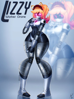 4_fingers armor bangs breasts clothing covering covering_crotch fake_cat_ears fake_ears featureless_breasts featureless_feet feet female fingers glowing glowing_eyes hair hard_hat hat hat_only headgear headgear_only headwear headwear_only helmet joints legs_together looking_away machine medium_breasts metallic_body mostly_nude name_drop navel not_furry orange_hair pink_eyes ponytail screen_eyes segmented_arms segmented_body segmented_legs solo standing text thick_thighs variant_set wide_hips hueleo8 glitch_productions murder_drones lizzy_(murder_drones) humanoid robot robot_humanoid worker_drone 2025 3:4 artist_name english_text full-length_portrait hi_res portrait signature