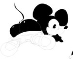 anthro butt fur male multicolored_body multicolored_fur pants_pulled_down solo toony anonymous_artist disney steamboat_willie mickey_mouse mammal mouse murid murine rodent black_and_white hi_res monochrome sketch