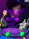 anthro areola breasts clothed clothing dress eyelashes female glistening glistening_areola glistening_eyes glistening_nipples gloves hair handwear hat headgear headwear looking_at_viewer mask nipples simple_background solo staff drasha69 nintendo princess_peach_showtime! grape_(pps) 3:4 absurd_res hi_res