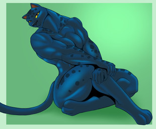 abs anthro biceps breasts feet female fingers fur looking_at_viewer markings melanistic muscular muscular_anthro muscular_female simple_background sitting smile solo spots tail toes whiskers f_draws goat_(movie) sony_corporation sony_pictures jett_fillmore felid leopard mammal pantherine digital_media_(artwork) hi_res