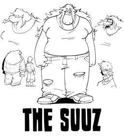 ambiguous_gender anthro bottomwear clothed clothing denim denim_bottomwear denim_clothing duo eyelashes female freckled_face freckles hair hair_over_eye jeans larger_female pants sharp_teeth size_difference snout teeth text tongue tongue_out toony torn_bottomwear torn_clothing torn_jeans torn_pants jerzzyp deltarune undertale_(series) kris_dreemurr susie_(deltarune) human mammal reptile scalie 2026 digital_media_(artwork) english_text hi_res line_art monochrome