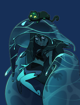 ambiguous_gender barefoot bottomwear clothed clothing crop_top duo feet female feral floating fur green_body hair makeup mascara navel not_furry_focus running_makeup running_mascara shirt skirt tail toony topwear water discount-supervillain cartoon_network steven_universe lapis_lazuli_(steven_universe) peridot_(steven_universe) alien alien_humanoid domestic_cat felid feline felis gem_(species) human humanoid lapis_lazuli_(gem_species) mammal peridot_(gem_species) alpha_channel digital_media_(artwork) hi_res