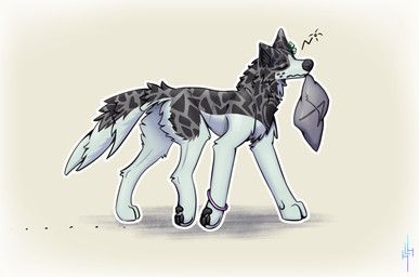 bite black_body black_fur bracelet clover_(plant) clover_leaf eyes_closed female feral four_leaf_clover fur jewelry leaf multicolored_body multicolored_fur pawpads pillow pillow_bite plant simple_background solo tail tired two_tone_body two_tone_fur walking white_background white_body white_fur hikleloveshiking affairy border_collie canid canine canis collie domestic_dog herding_dog mammal pastoral_dog sheepdog 2025 hi_res redraw