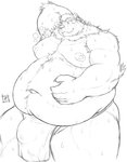 anthro asian_clothing belly bodily_fluids bulge clothing east_asian_clothing fundoshi japanese_clothing kemono male moobs navel nipples obese obese_anthro obese_male overweight overweight_anthro overweight_male solo sweat underwear pochizizi lifewonders live_a_hero goro_(live_a_hero) bear mammal 2020 hi_res monochrome