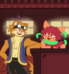 anthro dancing drunk duo eyewear female flirting goggles male male/female substance_intoxication sebtoons undertale_yellow dina_(undertale_yellow) armadillo mammal monster mustelid otter reptile scalie snake xenarthran hi_res