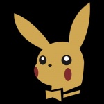 ambiguous_gender black_background black_eyes bow_tie fur logo long_ears mascot mouthless parody playboy_bunny_logo red_cheeks simple_background solo yellow_body yellow_bow_tie yellow_fur 3d4d nintendo playboy pokemon generation_1_pokemon mammal pikachu pokemon_(species) rodent 1:1 low_res restricted_palette