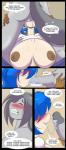 anthro backsack balls big_breasts big_penis blue_hair blush bodily_fluids breasts brown_body brown_fur canid canine chipmunk clenched_teeth clothed clothing clothing_lift comic cum cum_in_mouth cum_inside curvy_figure deep_throat dialogue drooling duo english_text erection eyes_closed fellatio female female_penetrated freckles fur genital_fluids genitals grey_hair ground_squirrel hair hi_res huge_breasts male male/female male_penetrating male_penetrating_female mammal mastergodai multicolored_body multicolored_fur nintendo nipple_dip nipples nude oral oral_penetration partially_clothed penetration penile penis penis_grab pokemon rally_ryder rodent saliva saliva_string sciurid sex shaze shirt shirt_lift smile teeth text topwear two_tone_body two_tone_fur voluptuous