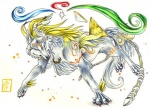 alternate_species ambiguous_gender feral fur solo tail white_body white_fur pearleden capcom clover_studio nintendo okami_(capcom) the_legend_of_zelda princess_zelda canid canine canis mammal wolf crossover traditional_media_(artwork)