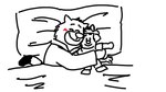 anthro bedding biped blanket blush eyes_closed hug lying male pillow plushie sleeping smile solo adriano_berjillos brok_the_investigator cowcat_games graff_filsh ott_(brok_the_investigator) domestic_cat felid feline felis mammal 2024