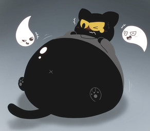 3_toes ambiguous_gender anthro blush feet group holidays inflation navel toes yellow_sclera pukukemo google google_doodle halloween magic_cat_academy momo_(google) domestic_cat felid feline felis ghost mammal spirit 2020