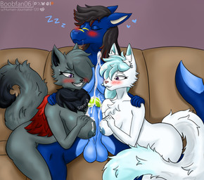 anthro big_breasts big_penis black_hair blue_body blue_hair blush bodily_fluids breast_play breasts collaborative collaborative_sex collaborative_titfuck cum cum_on_breasts cum_on_penis drooling ejaculation female female/female fluffy fluffy_tail fur furniture genital_fluids genitals grey_body grey_fur group gynomorph hair huge_breasts intersex intersex/female penis purple_eyes red_wings saliva sex sleep_sex sleeping small_breasts sofa tail text throbbing throbbing_penis titfuck trio wet_dream white_body white_fur wings boobfan06 grey_(lafix63) sapphire_(lafix63) snowy_(lafix63) fish mammal marine requiem_shark rodent sciurid shark tree_squirrel 2026 artist_name digital_drawing_(artwork) digital_media_(artwork) hi_res