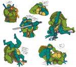 adolescent anthro biceps dialogue duo genitals hug humanoid_genitalia humanoid_penis male male/male muscular pecs penis sex simple_background text triceps white_background young traitmill teenage_mutant_ninja_turtles teenage_mutant_ninja_turtles_(2003) leonardo_(tmnt) michelangelo_(tmnt) reptile scalie turtle english_text brother_(lore) brothers_(lore) incest_(lore) sibling_(lore)