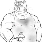 anthro belly bodily_fluids clothing humanoid_hands kemono male musclegut muscular overweight overweight_male shirt simple_background solo sweat topwear white_background whitebeast20 knights_college hermann_(knights_college) mammal suid suine sus_(pig) wild_boar 1:1 2021 absurd_res hi_res sketch