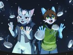 anthro aquarium big_tail blue_body blue_fur claws duo fur grey_eyes handpaw happy male multicolored_body multicolored_fur pawpads paws tail two_tone_body two_tone_fur vivarium uosakana mythology cugi_the_dragon tundra_(tundra_shark) cnidarian dragon fish furred_dragon furred_scalie jellyfish marine medusozoan mythological_creature mythological_scalie scalie shark 4:3 hi_res