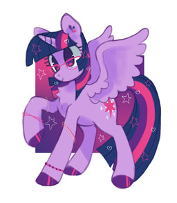 bracelet chest_tuft ear_piercing ear_ring eyewear female feral glasses horn jewelry piercing ring_piercing simple_background smile solo star tuft wings twinklegleam friendship_is_magic hasbro my_little_pony mythology twilight_sparkle_(mlp) equid equine mammal mythological_creature mythological_equine winged_unicorn hi_res