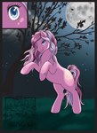 after_transformation baby_blue_bell blue_eyes cloud english_text equid equine fan_character female feral grass hasbro heart_symbol horse mammal mlp_g3 moon my_little_pony outside pink_body plant pony pre-g4 smile solo text