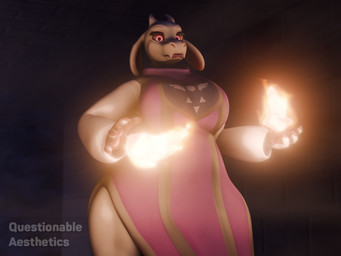4_fingers anthro clothing dungeon eyelashes female fingers fire fireball fur glowing glowing_eyes horn lips looking_at_viewer mature_female red_eyes solo standing thick_bottom_lip thick_thighs white_body white_fur wide_hips questionable_aesthetics_(artist) questionable_aesthetics_(modeler) undertale undertale_(series) toriel boss_monster_(undertale) bovid caprine mammal 3d_(artwork) 4:3 absurd_res blender_(artwork) blender_cycles_(artwork) digital_media_(artwork) hi_res
