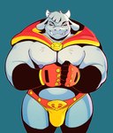 anthro biceps bulge championship_belt fur grey_body grey_fur horn male musclegut muscular muscular_anthro muscular_male nipples pecs solo tusks wrestler falcon_mccooper purplebirdman kings_of_hell enfer_belial bovid caprine goat mammal hi_res