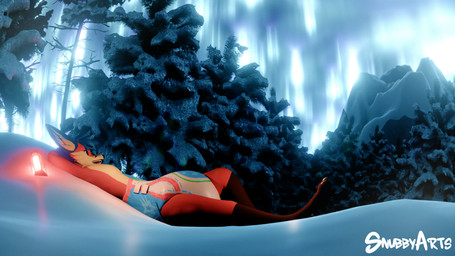 anthro blue_clothing blue_eyes bottomwear brown_body clothed clothing diaper diaper_fetish diaper_only feet forest fur ice lamp lantern lying male mountain multicolored_body nature nature_background night on_back open_mouth orange_body orange_fur outside plant red_body red_fur snow solo tan_body toes topless tree wearing_diaper winter snubbyarts canid canine fox mammal red_fox true_fox 16:9 3d_(artwork) digital_media_(artwork) hi_res widescreen