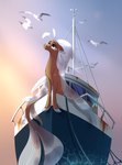 boat brown_body brown_eyes female feral fin fish_hook glistening hook looking_up reflection rust solo vehicle water water_reflection watercraft 28gooddays hasbro my_little_pony fan_character avian bird fish gull lari larid marine seapony_(mlp) absurd_res hi_res