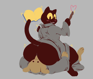 anal anthro big_butt black_body black_fur blush book breasts brown_body brown_fur butt butt_expansion cloak clothing duo expansion facesitting female fur heart_symbol holidays magic male male/female oral sex shortstack simple_background sitting sitting_on_another thick_thighs thigh_expansion wand signirsol google google_doodle halloween magic_cat_academy momo_(google) canid canine canis domestic_cat domestic_dog felid feline felis mammal 2016 aliasing digital_media_(artwork)