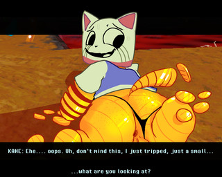 3_fingers 3_toes anthro anus balls big_butt black_border black_clothing black_nose black_panties black_underwear blue_clothing blue_shirt blue_topwear bodily_fluids border butt clothed clothing clothing_aside coin collar dialogue feet femboy fingers genitals gold_(metal) gold_coin looking_back lying male on_front open_mouth panties panties_aside pantsless pink_collar pink_inner_ear rear_view red_anus shirt smile solo sweat text thick_thighs toes topwear underwear underwear_aside whiskers white_clothing white_shirt white_topwear yellow_balls scytheroam ena:_dream_bbq ena_(series) kane_(ena) animate_inanimate domestic_cat felid feline felis living_coin mammal 2025 english_text subtitled
