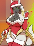 5_fingers absolute_territory anthro anthrofied big_breasts blurred_background breasts christmas_tree cleavage clothed clothing collarbone female fingers green_sclera grey_body holidays humanoid_hands inside legwear leotard navel_outline non-mammal_breasts plant red_eyes smile solo thick_thighs thigh_highs tree wide_hips dima_(artist) christmas nintendo pokemon arceus generation_4_pokemon legendary_pokemon pokemon_(species) 2023 colored digital_media_(artwork) hi_res shaded