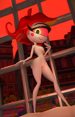 1_eye breasts butt eyelashes female genitals hair looking_at_viewer nipples not_furry nude outdoor_nudity pose red_eyes red_hair seductive smile solo standing vulva white_body lorded voidwillow_(modeler) hazbin_hotel hellaverse niffty_(hazbin_hotel) cyclops demon demon_humanoid humanoid 3d_(artwork) absurd_res digital_media_(artwork) hi_res