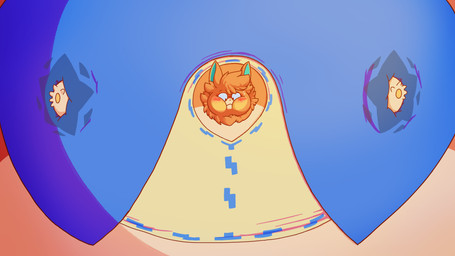 blue_clothing blush bodily_fluids clothing fur green_inner_ear inflation orange_body orange_ears orange_fur puffed_cheeks sunken_limbs sweat loonfrof nintendo pokemon luka_(loonfrof) generation_9_pokemon pawmot pokemon_(species) 16:9 absurd_res hi_res widescreen