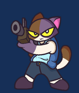angry anthro blue_clothing blue_shirt blue_tank_top blue_topwear bottomwear clothing denim denim_bottomwear denim_clothing denim_shorts footwear fur holding_object holding_weapon looking_at_viewer male pixelated pupils shirt shoes shorts solo tank_top topwear weapon white_body white_fur white_pupils yellow_sclera r1v3r_styx crackers_(r1v3r_styx) calico_cat domestic_cat felid feline felis humanoid mammal absurd_res alpha_channel hi_res
