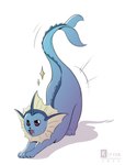 ambiguous_gender blue_body feral fin looking_at_viewer nude open_mouth purple_eyes simple_background solo sparkles stretching white_background kifyun2 nintendo pokemon eeveelution generation_1_pokemon pokemon_(species) vaporeon absurd_res colored hi_res shaded simple_shading