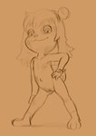 anthro bodily_fluids female genital_fluids loli looking_down low-angle_view nude solo spread_legs spreading vaginal_fluids young young_anthro young_female tabloi ankama dofus dofus:_book_i_judith lilotte canid canine mammal ouginak absurd_res hi_res sketch