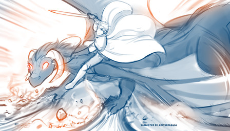 armor bottomwear cape claws clothed clothed_human clothed_male clothing duo empty_eyes female feral fingers fully_clothed fully_clothed_human fully_clothed_male hair horn larger_feral male melee_weapon membrane_(anatomy) membranous_wings pauldron riding riding_on_back simple_background size_difference smaller_human speed_lines sword tail topwear weapon white_background wings conditional_dnp tom_fischbach akira_slide mythology twokinds keiren_(twokinds) madam_reni_(twokinds) dragon human mammal mythological_creature mythological_scalie scalie 2026 7:4 digital_drawing_(artwork) digital_media_(artwork) hi_res monochrome sketch spot_color
