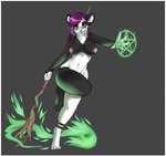 action_pose anthro areola border breasts female hair looking_at_viewer magic_staff magic_user nipples nude occult_symbol one_leg_up pentagram pink_areola pink_nipples pose purple_hair raised_leg solo symbol white_border witch mocha-wing bear giant_panda mammal hi_res