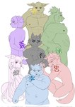 abs anthro belly fupa group hair long_hair male musclegut muscular nipples nude overweight overweight_male pecs scar short_hair text topknot chuurow lifewonders tokyo_afterschool_summoners masanori_(tas) moritaka_(tas) nobumichi_(tas) tadatomo_(tas) tanetomo_(tas) yasuyori_(tas) yoshito_(tas) canid canine canis domestic_dog mammal hi_res japanese_text