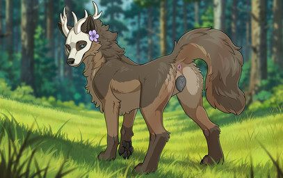 animal_genitalia animal_vulva anus black_claws black_pawpads black_sclera black_vulva blue_eyes brown_body brown_fur butt canine_genitalia canine_vulva claws female feral forest forest_background fur genitals grass nature nature_background pawpads pink_anus plant solo tree vulva fridaflame dirty_paws_(character) canid canine mammal hi_res