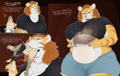 anthro anthro_on_anthro belly big_belly big_breasts bodily_fluids breasts clothed clothing cum curvy_figure duo endosoma erection female female_pred fur genital_fluids genitals hair internal interspecies larger_female love_handles male male/female male_prey mature_anthro mature_female nude oral_vore overweight overweight_anthro overweight_female penis predator/prey safe_vore size_difference smaller_male smile text thick_thighs tongue voluptuous voluptuous_anthro voluptuous_female vore wide_hipped_anthro wide_hipped_female wide_hips willing_prey securipun jackie_(securipun) tylann_vanderbilt_(tallordeer) canid canine felid fennec_fox fox mammal pantherine tiger true_fox absurd_res english_text hi_res