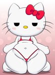 anthro bedroom_eyes belly bikini black_eyes blush clothing female flat_chested front_view genitals kneeling looking_back narrowed_eyes navel no_pupils pink_background pussy red_bikini red_bikini_bottom red_bikini_top red_bow red_clothing red_swimwear seductive simple_background slightly_chubby slightly_chubby_anthro slightly_chubby_female solo swimwear thick_thighs tight_clothing two-piece_swimsuit whiskers white_body white_ears yellow_nose zinzoa hello_kitty_(series) sanrio hello_kitty_(character) domestic_cat felid feline felis mammal 2025 absurd_res cel_shading colored digital_media_(artwork) hi_res shaded