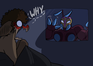 against_surface ambiguous_gender antennae_(anatomy) anthro areola bedding big_ears big_nose blanket blue_areola blue_nipples blush blush_lines breast_squish breasts breasts_on_glass brown_body brown_fur brown_hair curly_hair dialogue duo exoskeleton female flustered freckles fur gesture hair lucha_libre_mask mandibles mask motion_lines muscular muscular_female night nipples on_glass speech_bubble sports_mask sportswear squish text under_covers waving wearing_mask window wrestler wrestling_mask yelling carameltsi rivals_of_aether la_reina_(rivals_of_aether) ti-ti ant arthropod bat hymenopteran insect mammal colored hi_res shaded simple_shading