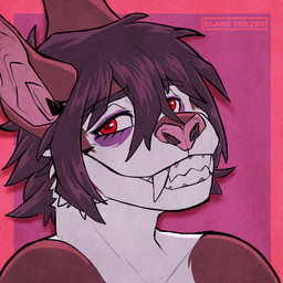 anthro fangs hair insane looking_at_viewer red_eyes short_hair smile solo teeth blakixtekzer_(artist) bat mammal vampire 1:1 absurd_res digital_media_(artwork) headshot_portrait hi_res icon portrait