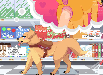 anatomically_correct anatomically_correct_genitalia anatomically_correct_vulva animal_genitalia animal_vulva anus bestiality blind blind_cane blue_eyes blush bodily_fluids canine_genitalia canine_vulva claws countershading dialogue disability dripping dripping_vulva duo euphemism fangs fantasizing female female_feral feral feral_focus feral_penetrated floppy_ears food fur genital_fluids genitals grocery_store harness human_on_feral human_penetrating human_penetrating_feral humanoid_genitalia humanoid_penis in_heat interspecies leash looking_back male male/female male_human penetration penile penile_penetration penis penis_in_vagina plump_labia public service_animal service_dog_harness sex slur talking_feral teeth text tongue tongue_out vaginal vaginal_fluid_drip vaginal_fluids vaginal_fluids_on_ground vaginal_penetration vulva yellow_body yellow_fur hrelterskrelter bird_dog canid canine canis domestic_dog golden_retriever human hunting_dog mammal retriever english_text hi_res