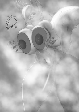 against_surface alternative_fashion anthro breasts breasts_on_glass clothing female fog goth huge_thighs on_glass panties small_waist solo tall thick_thighs underwear wide_hips ajani115 canid mammal absurd_res hi_res monochrome watermark